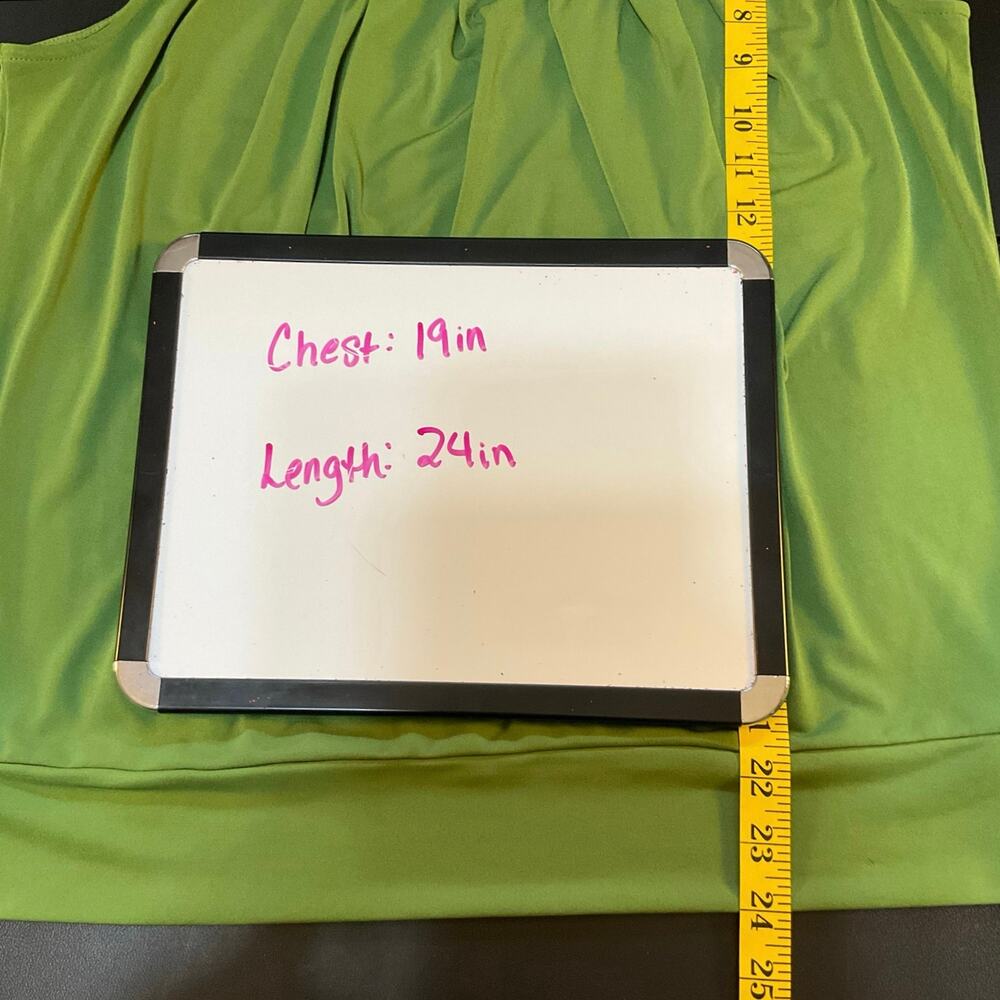Dress Barn Lime Green Pleated Sleeveless Blouse Women’s Large Career Office Top - Picture 9 of 9
